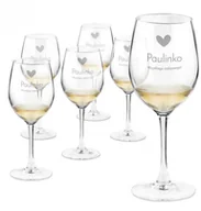 Kieliszki - Murrano Kieliszki szklane do wina zestaw x6 grawer dla niej na urodziny 6xSKIV-017 - miniaturka - grafika 1
