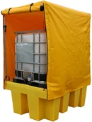 Pojemniki przemysłowe - ROMOLD Wanna Wychwytowa Pod 1 Kontener Ibc Ze Stelażem I Pokrywą Przeciwdeszczową Żółty Powyżej 401 L. Z Kratownicą 1 Pojemnik Ibc 176 Cm X 135 Cm X 241 Cm - miniaturka - grafika 1