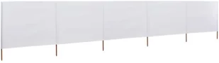 vidaXL Parawan 5-skrzydłowy z tkaniny, 600x80 cm, piaskowy biały vidaXL - Parawany - miniaturka - grafika 8
