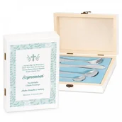 Sztućce dla dzieci - Murrano Zestaw Sztućców Dla Dzieci W Drewnianym Etui Nadruk Chrzest SZT-ANIMALS_DRW-UV-024 - miniaturka - grafika 1