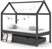 Łóżeczka i kojce - VidaXL Lumarko Łóżko dziecięce z szufladą, ciemnoszare, lita sosna, 80x160 cm! 322143 VidaXL - miniaturka - grafika 1