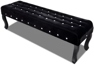 vidaXL vidaXL Czarna, aksamitna ławka z kryształowymi guzikami - Ławki do przedpokoju - miniaturka - grafika 2
