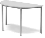 Meble do szkół i przedszkoli - AJ Produkty Stół BORS, półokrągły, 1200x600x720 mm, laminat szary, szary aluminium - miniaturka - grafika 1