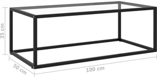 VidaXL Lumarko Stolik herbaciany, czarny, hartowane szkło, 100x50x35 cm 322879 VidaXL - Ławy i stoliki kawowe - miniaturka - grafika 6