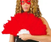 Dodatki do strojów karnawałowych - Guirca Wachlarz z piór czerwony - 1 szt. GU18108 - miniaturka - grafika 1