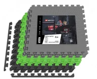 Maty do ćwiczeń - Hop-Sport Mata puzzle EVA 1cm czarno/szaro/zielona - 9 sztuk - miniaturka - grafika 1