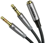 Adaptery i przejściówki - uGreen UGREEN AV192 Rozdzielacz audio AUX słuchawki + mikrofon do kabel mini jack 3.5mm szary) 11521 - miniaturka - grafika 1