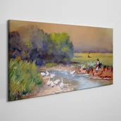Obrazy i zdjęcia - PL Coloray Obraz Canvas malarstwo gęsi wieśniacy 100x50cm - miniaturka - grafika 1