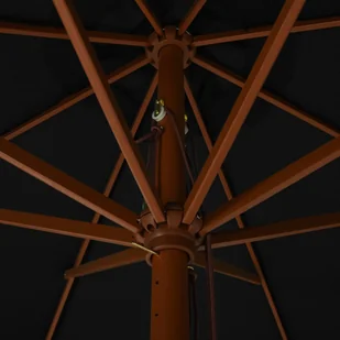 vidaXL Parasol ogrodowy na drewnianym słupku, 330 cm, czarny vidaXL - Parasole ogrodowe - miniaturka - grafika 2