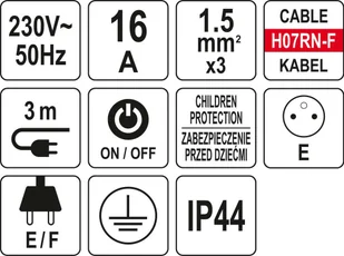 Yato Listwa zasilająca  H07RN-F 3 gniazd 3 m czarna YT-81240 YT-81240 - Listwy zasilające - miniaturka - grafika 6