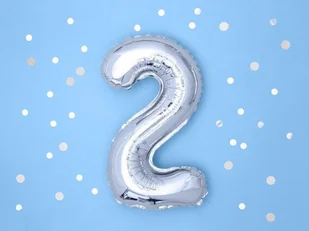 PartyDeco Balon foliowy, cyfra 2, srebrny, 35 cm - Balony i akcesoria - miniaturka - grafika 2