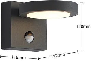 Lucande Lucande Belna kinkiet zewnętrzny, grafit, czujnik - Lampy ogrodowe - miniaturka - grafika 3