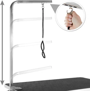 tectake Stół trymerski groomerski z wysięgnikiem o regulowanej wysokości - czarny/szary 402892 - Akcesoria do hodowli zwierząt - miniaturka - grafika 4