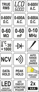 Yato MIERNIK CĘGOWY TRUE RMS Z AUTOMATYCZNYM ZAKRESEM AC/DC 600A - Multimetry - miniaturka - grafika 6
