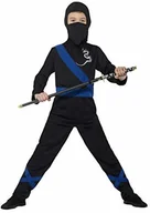Stroje karnawałowe - SMIFFYS dziecięcy chłopcy Ninja Assassin kostium, m, czarny/niebieski 21073M - miniaturka - grafika 1