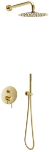 Excellent Pi zestaw prysznicowy podtynkowy z deszczownicą złoty połysk AREX.SET.1247GL - Zestawy prysznicowe - miniaturka - grafika 2