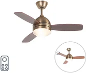 Wentylatory sufitowe - QAZQA Wentylator sufitowy brązowy z pilotem - Rotar - miniaturka - grafika 1