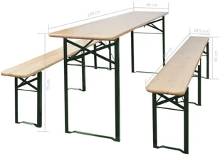 vidaXL vidaXL Składany stół piwny z ławkami drewniany - Meble ogrodowe - miniaturka - grafika 8