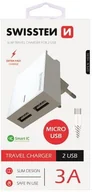 Ładowarki do telefonów - Swissten Karta sieciowa Smart IC CE 2x USB 3 A power biały + kabel USB do transmisji danych 22041000 # Wpisz kod MDC5PL22 i uzyskaj dodatkowe 25 % rabatu na ten produkt promocja do 17.05.2020 - miniaturka - grafika 1