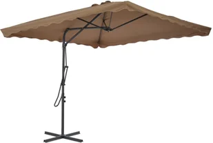 vidaXL Parasol ogrodowy na słupku stalowym, 250 x 250 cm, kolor taupe - Parasole ogrodowe - miniaturka - grafika 4