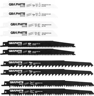 Graphite Brzeszczoty bagnetowe Brzeszczoty do piły szablastej HCS/BIM zestaw 10 szt 56H049 - Akcesoria do urządzeń ogrodniczych - miniaturka - grafika 3
