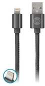 Kable USB - FOREVER FOREVER USB-Lightning 1M skóra czarny - miniaturka - grafika 1