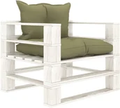 Ławki ogrodowe - vidaXL Ogrodowe siedzisko z palet, z beżowymi poduszkami, drewniane - miniaturka - grafika 1