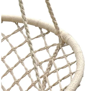 SASKA GARDEN Hamak ażurowy fotel wiszący 80x60cm z poduszką ecru - Fotele ogrodowe wiszące - miniaturka - grafika 3