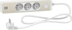SCHNEIDER Listwa zasilająca Electric Odace przeciwprzepięciowa 3 gniazd 1.5m 2xUSB drewno ST933U1WC ST933U1WC - Listwy zasilające - miniaturka - grafika 2