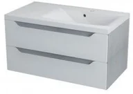 Szafki łazienkowe - Sapho WAVE szafka umywalkowa 90x45x48cm, prawa, biała/dąb srebrny WA095P - miniaturka - grafika 1