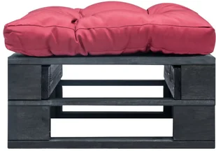 vidaXL Ogrodowy puf z palet, czerwona poduszka, czarne drewno vidaXL - Pozostałe meble ogrodowe - miniaturka - grafika 2