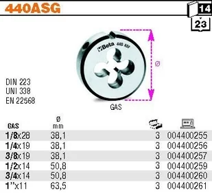 BETA NARZYNKA CALOWA GAS 3/8 440ASG/3/8 - Gwintowniki - miniaturka - grafika 2