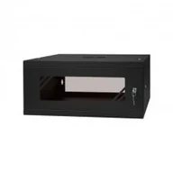 Szafy rack - STALFLEX Szafa Rack 19" 4U 450mm Czarna Szkło Stalflex RACK-19-4U-450-SZ-BL - miniaturka - grafika 1