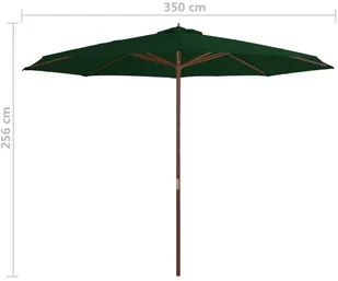 vidaXL Parasol ogrodowy na drewnianym słupku, 350 cm, zielony - Parasole ogrodowe - miniaturka - grafika 4