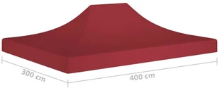 vidaXL Dach do namiotu imprezowego, 4 x 3 m, burgundowy, 270 g/m - Pawilony ogrodowe - miniaturka - grafika 7