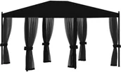 Altany ogrodowe - vidaXL Altana ogrodowa z zasłonami z siatki, 3x4 m, antracytowa, stal 48057 - miniaturka - grafika 1