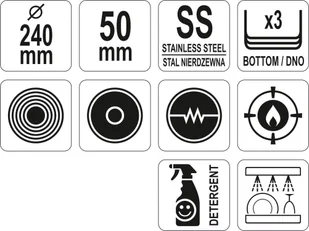YATO PATELNIA ZE STALI NIERDZEWNEJ 24 CM YATO YG-00101 YG-00101 - Patelnie - miniaturka - grafika 5