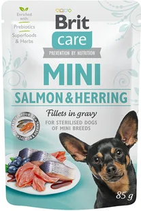 Brit Care Pies Care MINI Sterilised Salmon&Herring Karma z łososiem i śledziem dla psa 85g - Mokra karma dla psów - miniaturka - grafika 2