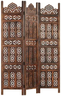 vidaXL vidaXL Parawan 3-panelowy, rzeźbiony, brązowy 120x165 cm, drewno mango - Parawany - miniaturka - grafika 7