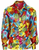 Stroje karnawałowe - Widmann Sancto FLOWER POWER SHIRT FANCY DRESS COSTUME MENS (1960S), niebieski SA-7398S - miniaturka - grafika 1