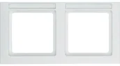 Klawisze i ramki - Hager Polo sp. z o.o. Ramka 2-krotna pozioma z polem opisowym mechanizmu śnieżnobiały aksamit Q.1 10226099 - miniaturka - grafika 1