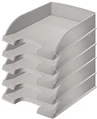 Półki łazienkowe - Leitz Plus kuwety na dokumenty, wysokość 7 cm, zestaw 5 sztuk, szary 52270085 - miniaturka - grafika 1