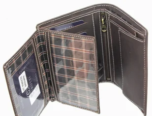 Cefirutti Portfel Męski Skórzany Skóra Licowa Duży Pionowy Bez Zapięcia Dwa Listki Z Zapinką Wewnątrz Matowy HT 7680278 - Portfele - miniaturka - grafika 5