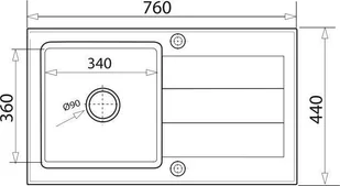 Pyramis Zlew SPARTA 76x44) 1B 1D volcano 70166701) - Zlewozmywaki - miniaturka - grafika 2
