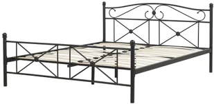 Beliani Łóżko czarne 180 x 200 cm metalowe ze stelażem RODEZ - Łóżka - miniaturka - grafika 5