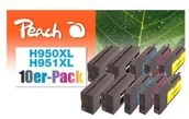 Tusze zamienniki - Peach sprężystego wypełnienia 10er Pack wkłady atramentowe, XL, kompatybilny z HP No. 950 X L, No. 951 X L PI300-687 - miniaturka - grafika 1