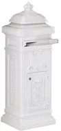 Skrzynki na listy - Relaxdays RELAXDAYS skrzynka pocztowa stojąca w kształcie kolumny, stylizowana na dawną, o dawnym brytyjskim wzornictwie z motywem rogu pocztowego, z nierdzewnego aluminium, o wymiarach: 106 x 38 x 34 cm, biały 10020106_49 - miniaturka - grafika 1