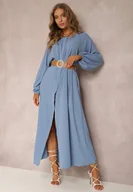 Sukienki - Niebieska Sukienka Palane - miniaturka - grafika 1