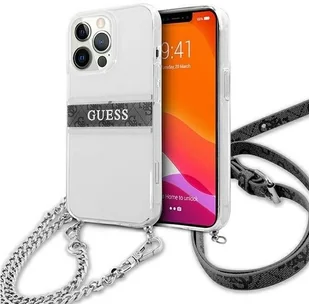 Guess GUHCP13LKC4GBSI iPhone 13 Pro / 13 6,1" Transparent hardcase 4G Grey Strap Silver Chain GUE001685-0 - Etui i futerały do telefonów - miniaturka - grafika 3