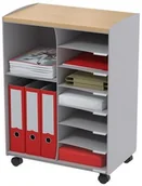 Systemy ekspozycyjne i znaki informacyjne - PAPERFLOW Organizer mobilny PAPERFLOW 9 półek otwartych 72x51,4x33cm szary bukowym blatem PFDC09N0223-10 - miniaturka - grafika 1